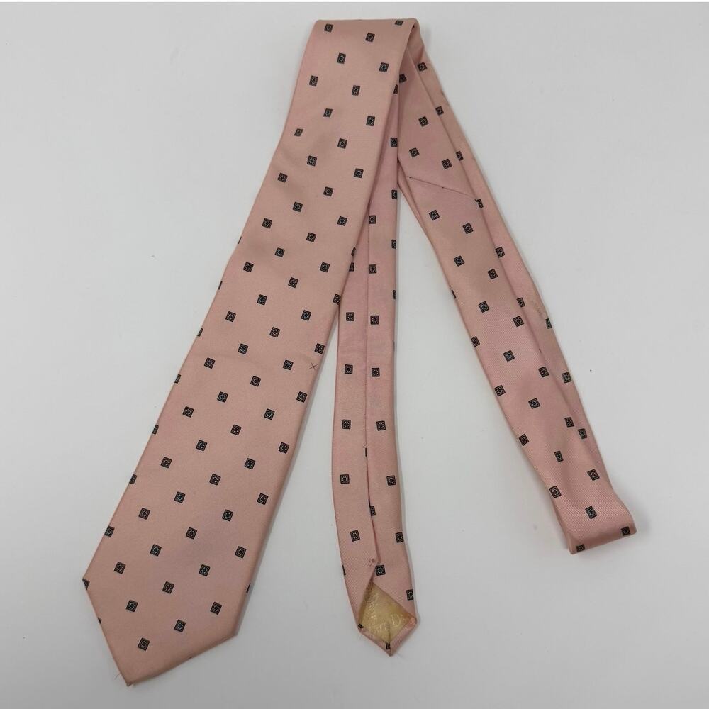 Christian Dior Pink Silk Geometric Necktie USA Italy